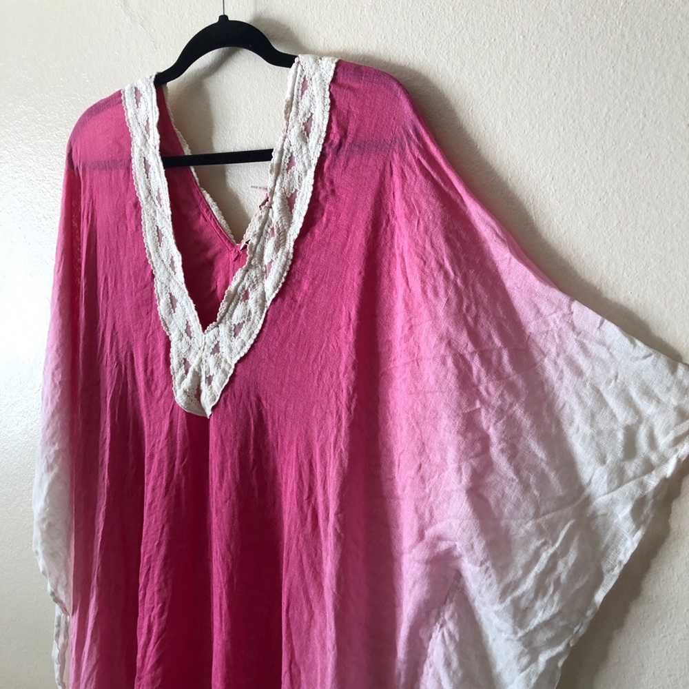 Soft Surroundings Tunic Poncho Pink Ombre Linen - Picture 6 of 10